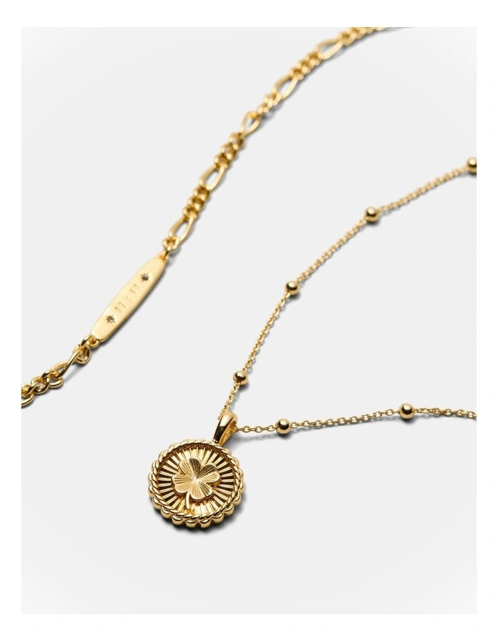 Lucky Coin Duo Necklace in Gold image 3