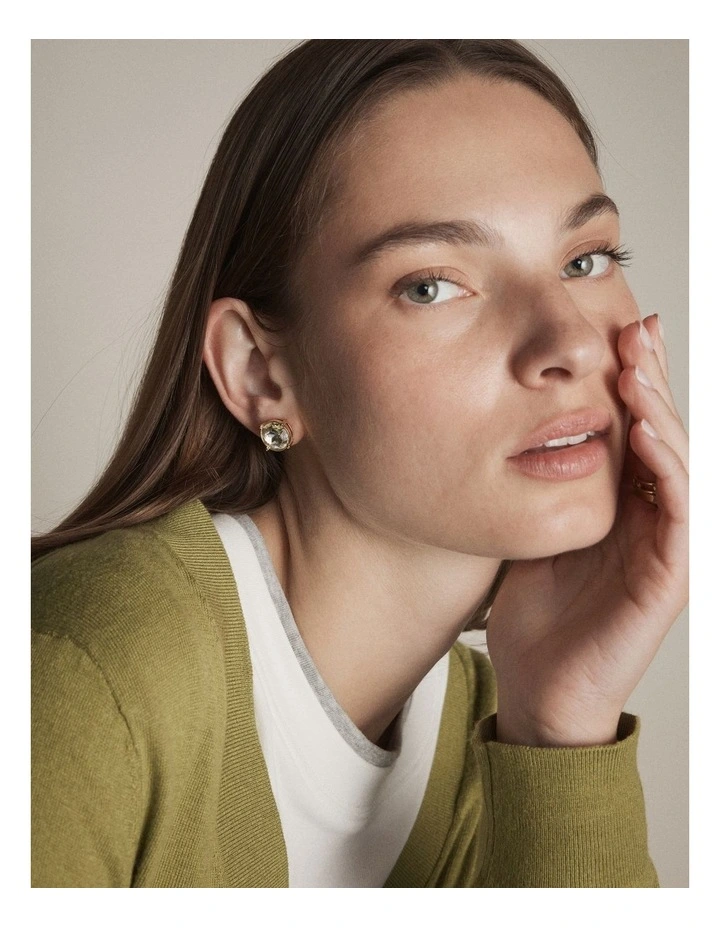 Glowy Crystal Stud Earrings in Clear image 2