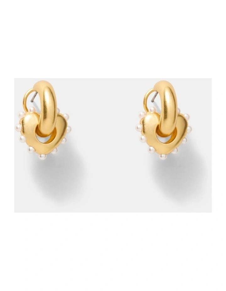 Adore Heart Hoop Earrings in Gold image 1