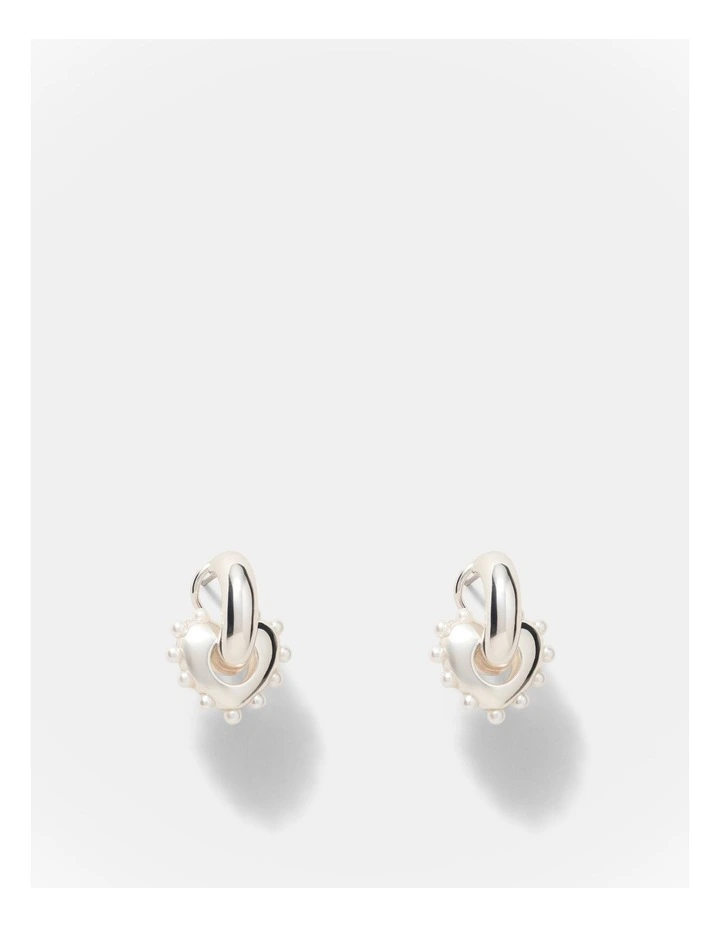 Adore Heart Hoop Earrings in Silver image 1