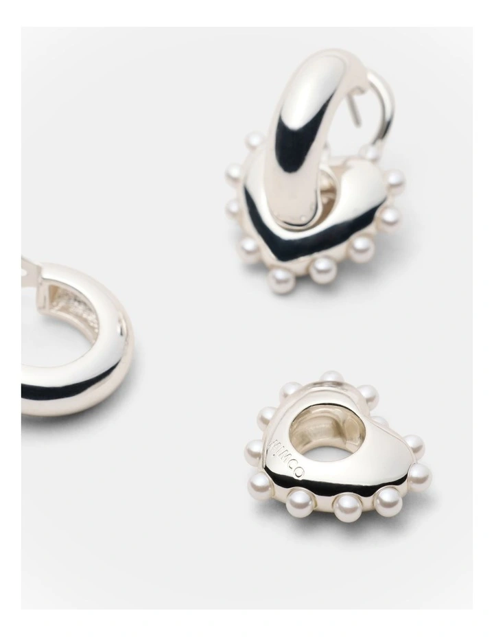 Adore Heart Hoop Earrings in Silver image 3