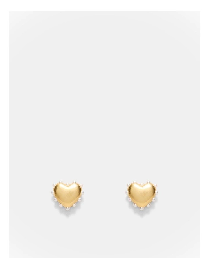 Adore Heart Stud Earrings in Gold image 1
