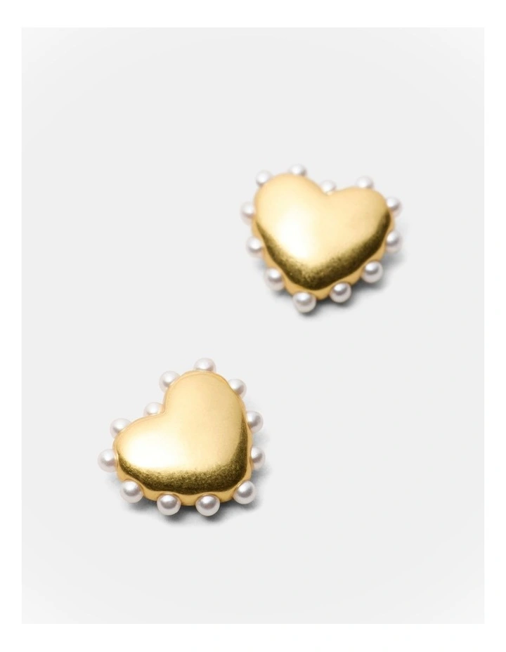 Adore Heart Stud Earrings in Gold image 3