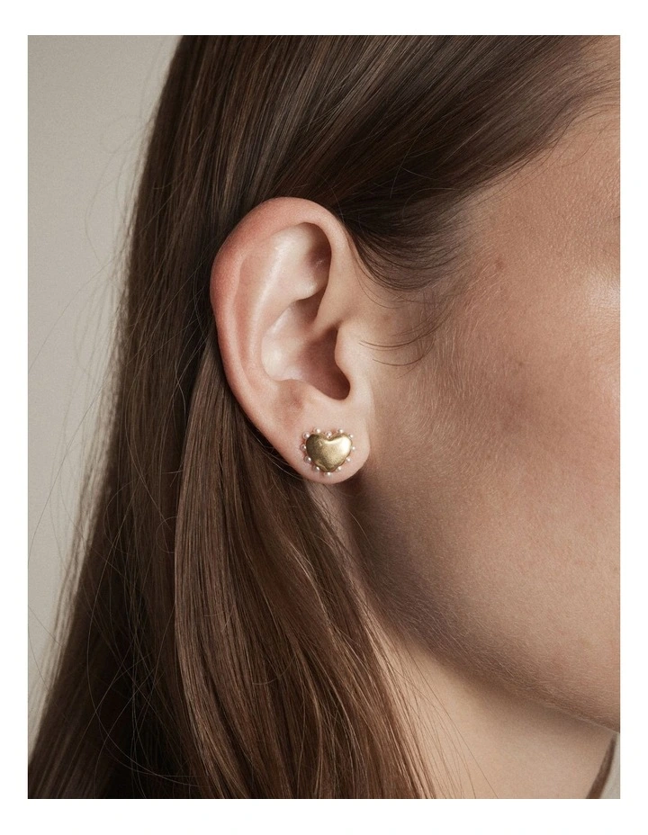 Adore Heart Stud Earrings in Gold image 4