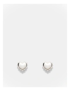 Adore Heart Stud Earrings in Silver