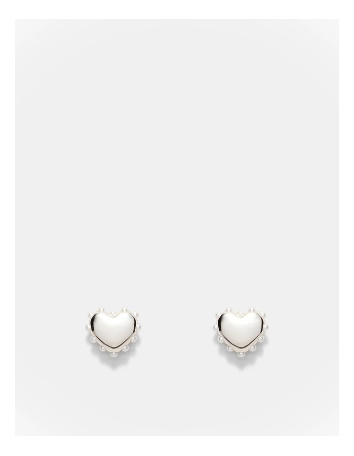 Adore Heart Stud Earrings in Silver image 1