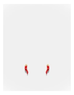 Cornicello Stud Earrings in Red