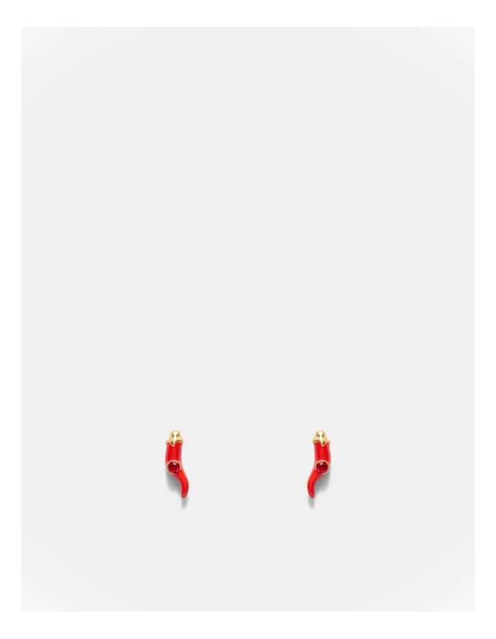 Cornicello Stud Earrings in Red image 1