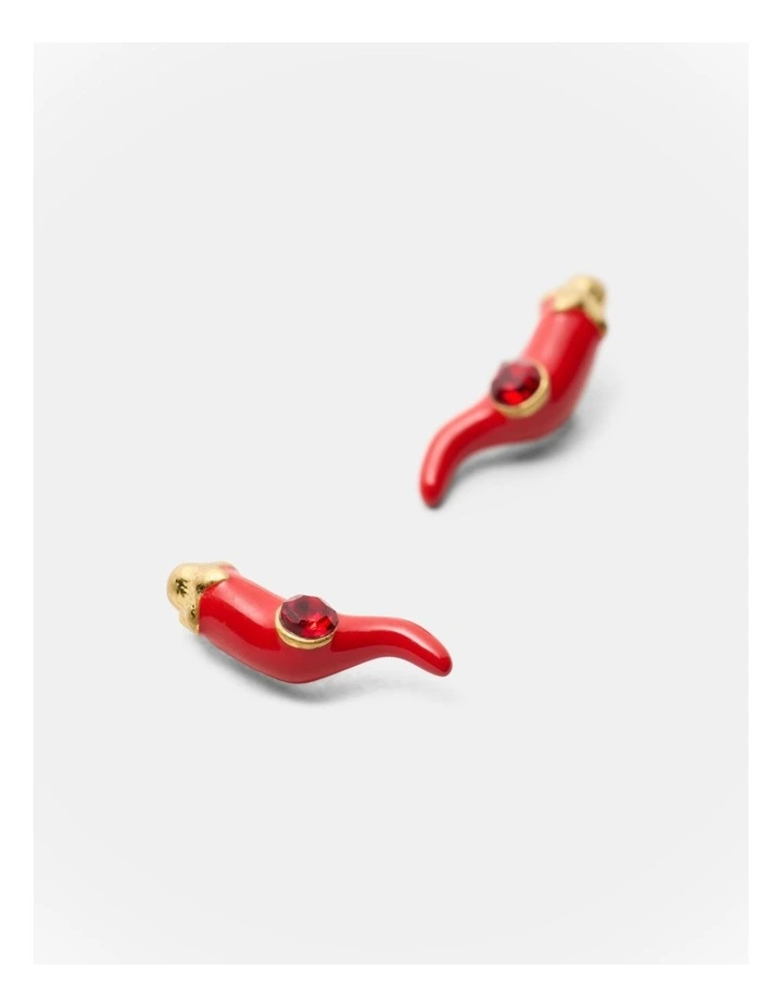 Cornicello Stud Earrings in Red image 3