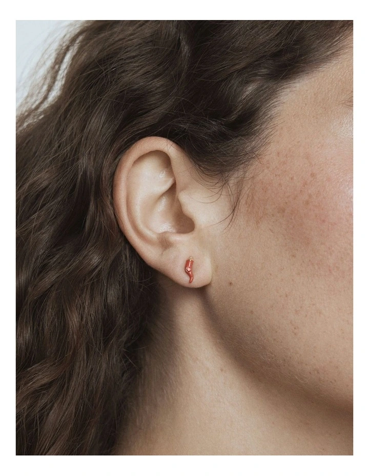 Cornicello Stud Earrings in Red image 4