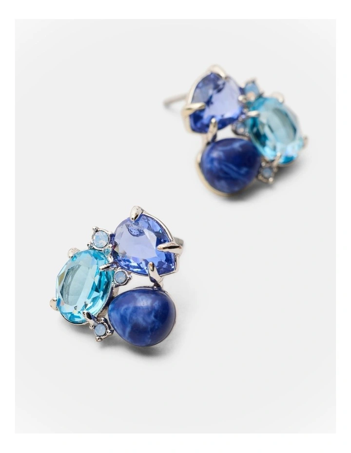 Goddess Stud Earrings in Blue image 3