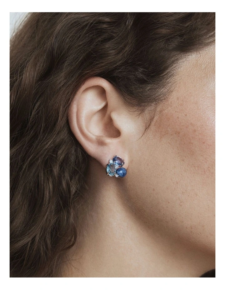 Goddess Stud Earrings in Blue image 4