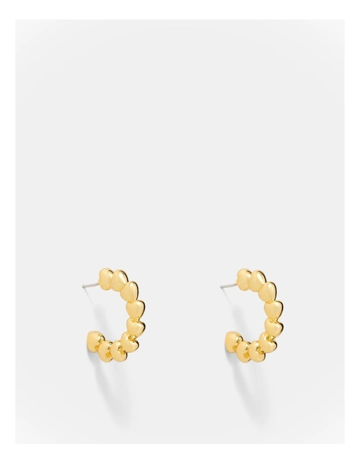Fated Heart Hoop Earrings in Gold image 1