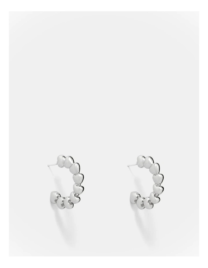 Fated Heart Hoop Earrings in Silver image 1