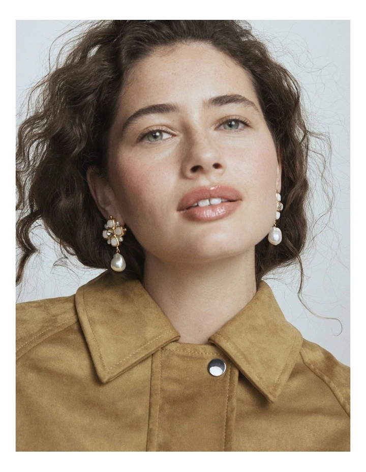 Liora Drop Earrings in Pearl image 2