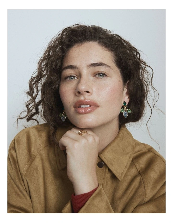 Bumper Pear Earrings in Green image 2