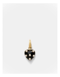 Polka Heart Charm in Black White