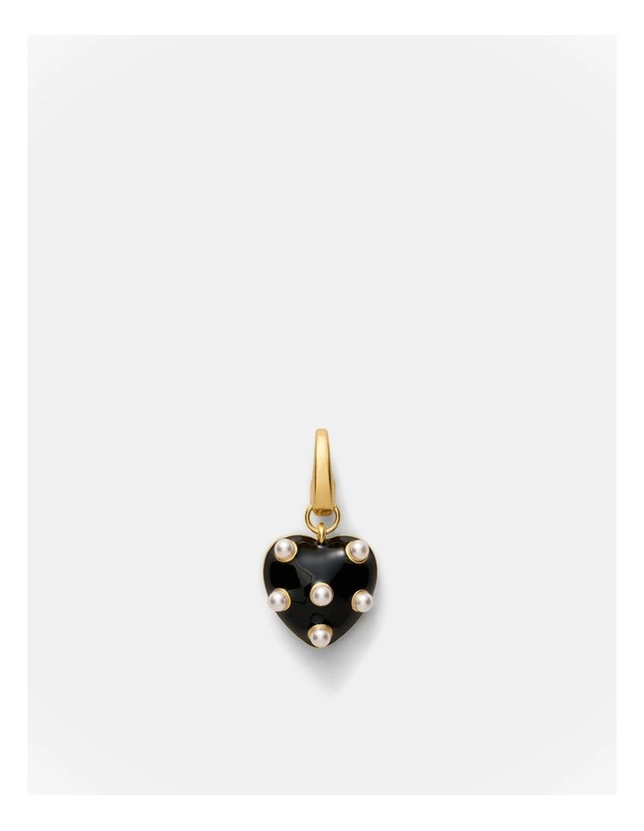 Polka Heart Charm in Black White image 1