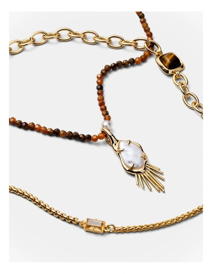 Sunray Trio Necklace in Gold image 3