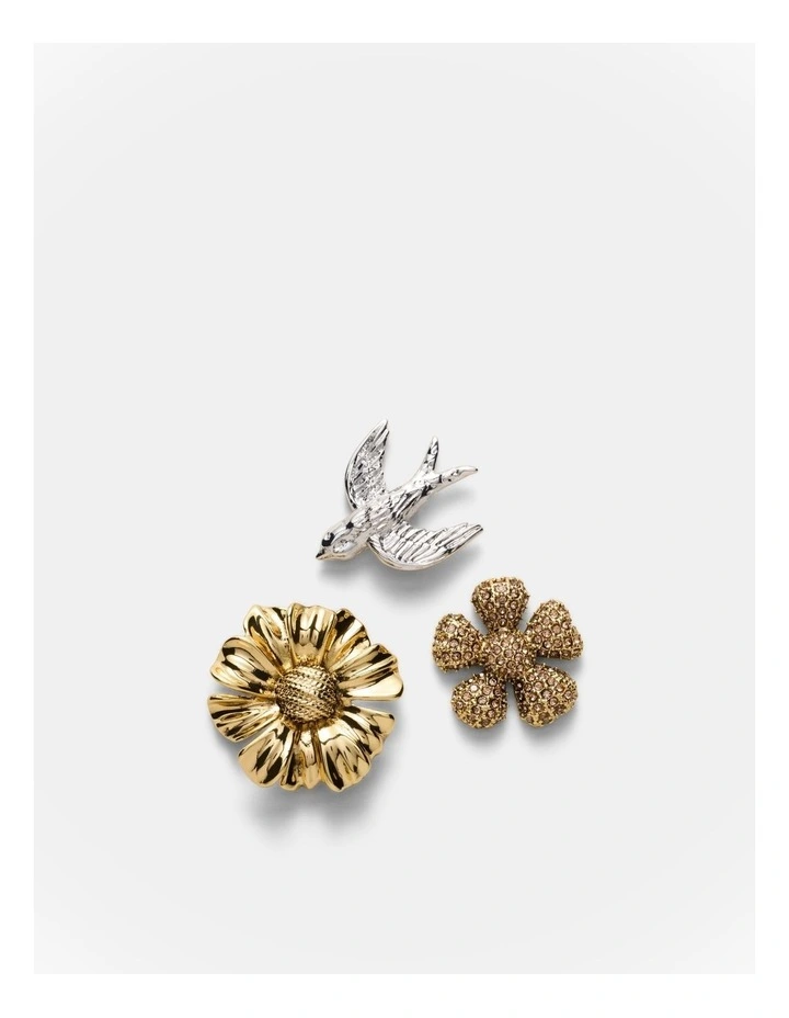 Daisy Dream Brooch Pin Set in Gold Silver image 1