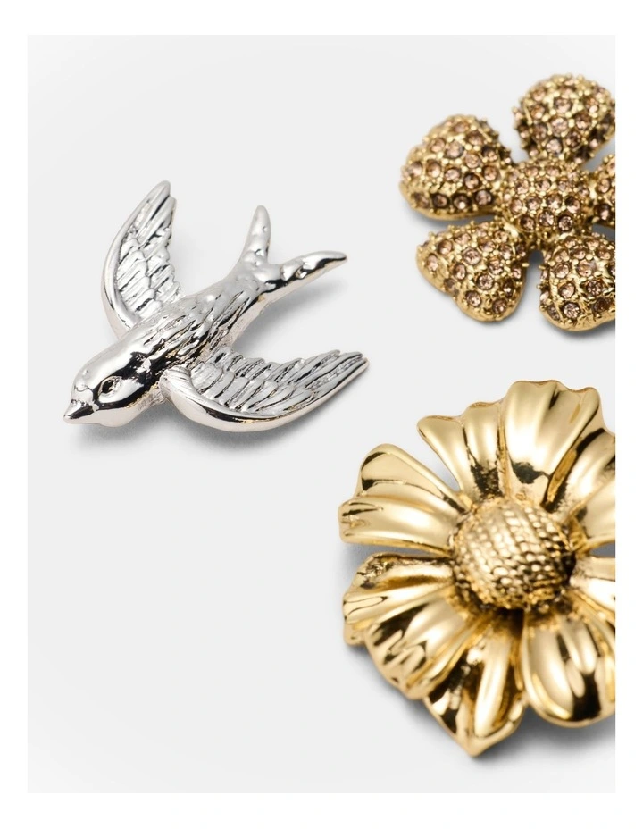 Daisy Dream Brooch Pin Set in Gold Silver image 3