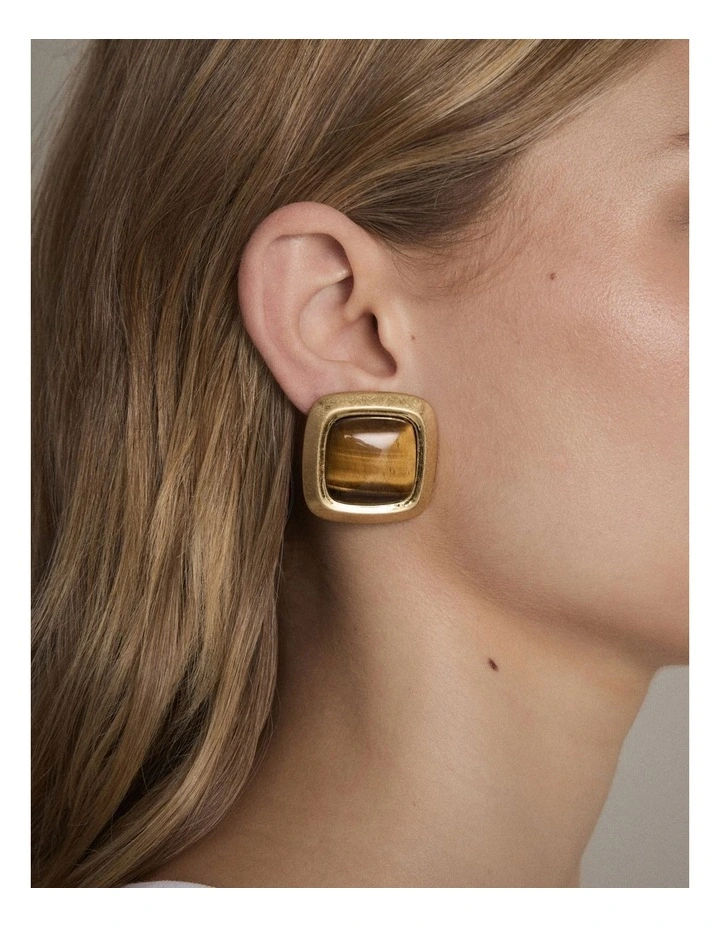 Abundance Stone Stud Earrings in Caramel image 2