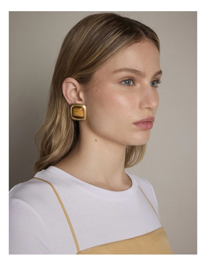 Abundance Stone Stud Earrings in Caramel image 4