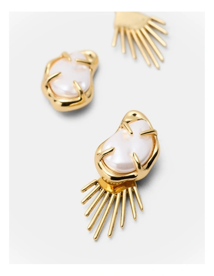 Sunray Earrings Jacket in Gold image 3