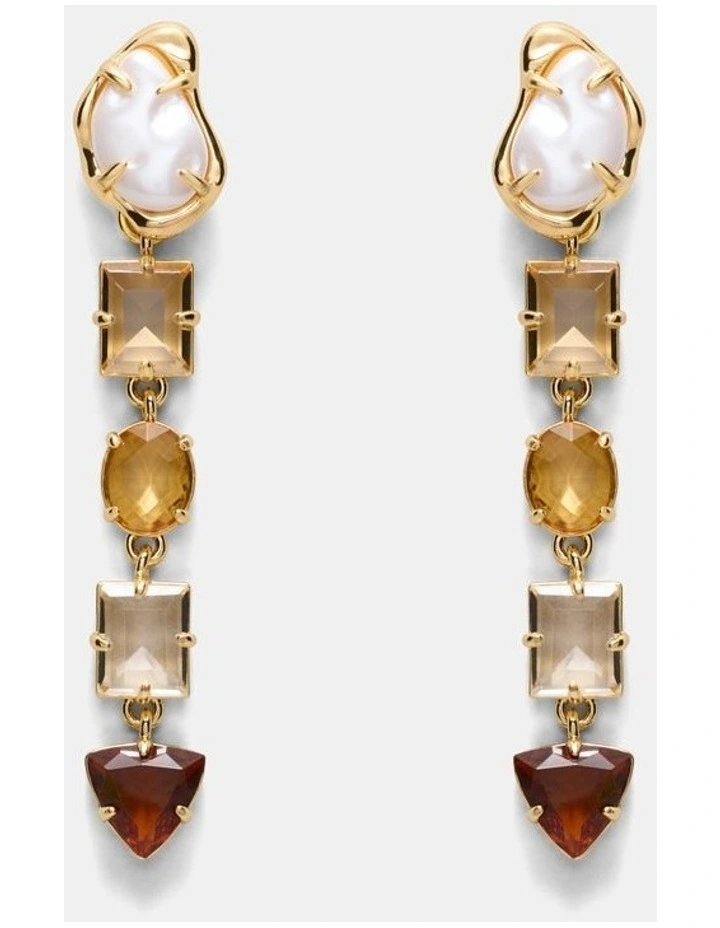 Ornithea Long Drop Earrings in Gold image 1