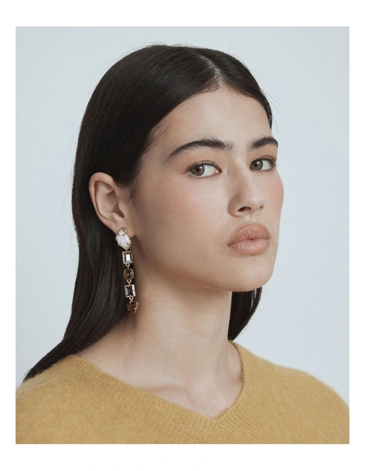 Ornithea Long Drop Earrings in Gold image 2