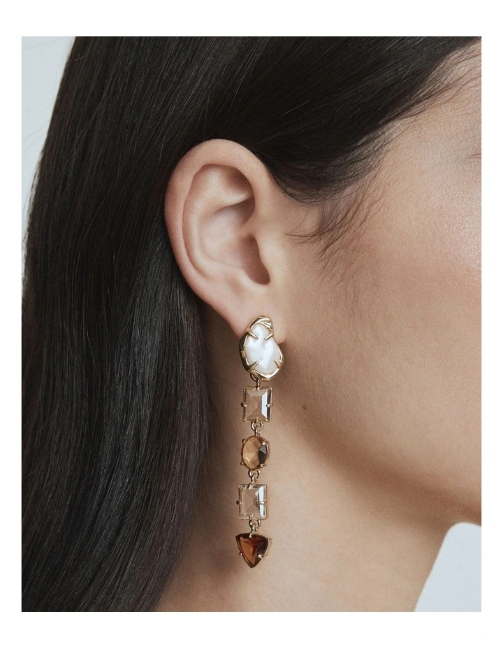 Ornithea Long Drop Earrings in Gold image 4