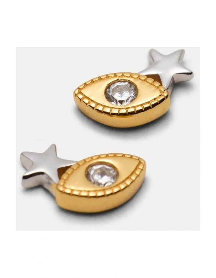 Chime Stud Earrings in Gold Silver image 3