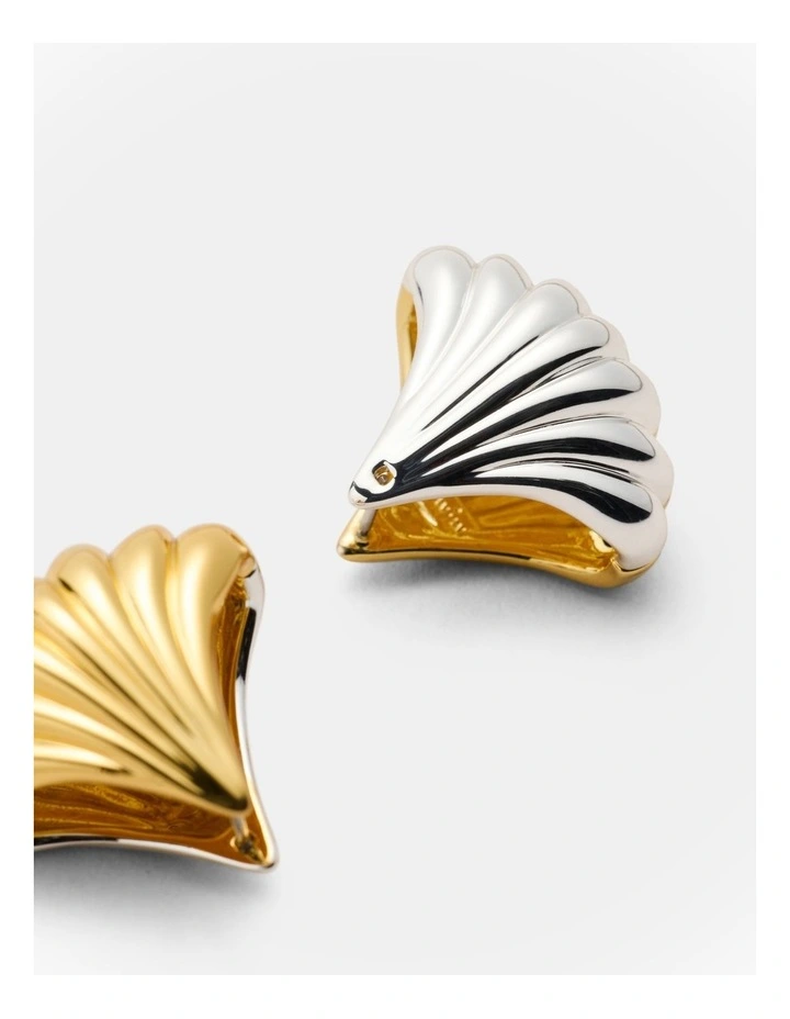 Gemini Reversible Huggie Earrings in Gold Silver image 3