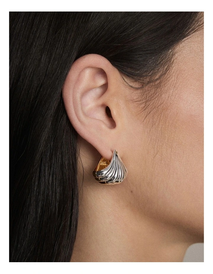 Gemini Reversible Huggie Earrings in Gold Silver image 6