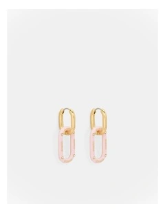 Linked Up Huggie Earrings in Pink Salt