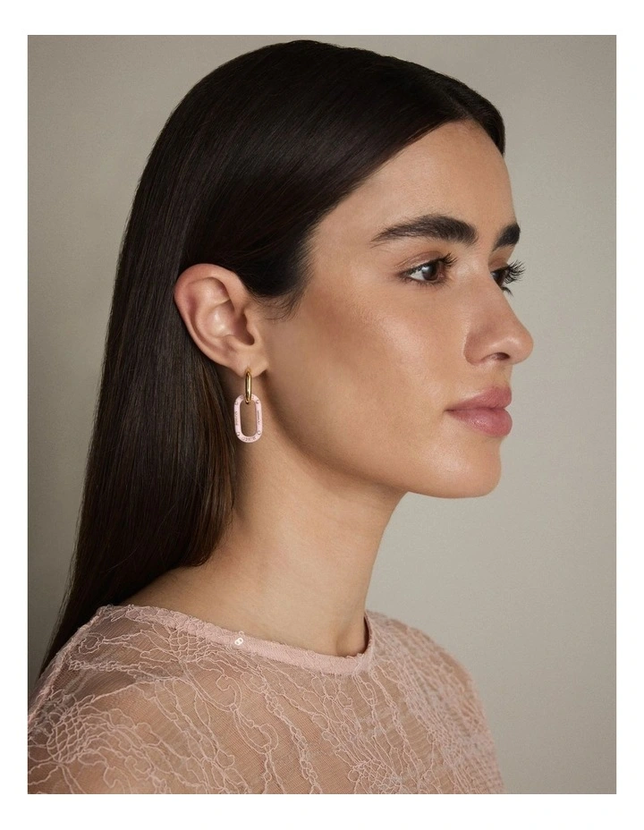 Linked Up Huggie Earrings in Pink Salt image 2