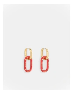 Linked Up Huggie Earrings in Chilli Red