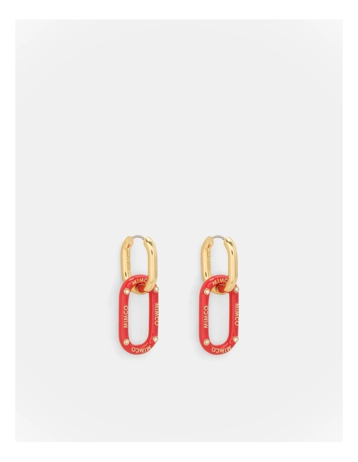 Linked Up Huggie Earrings in Chilli Red image 1