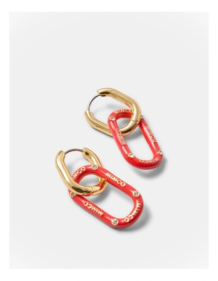 Linked Up Huggie Earrings in Chilli Red image 3