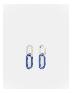 Linked Up Huggie Earrings in Cobalt