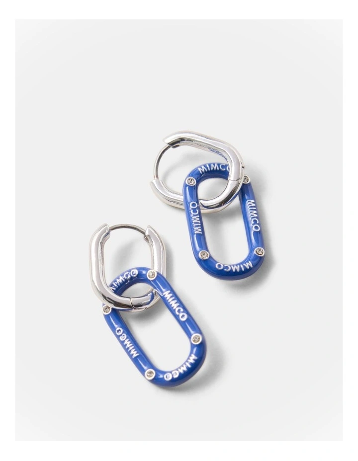 Linked Up Huggie Earrings in Cobalt image 3