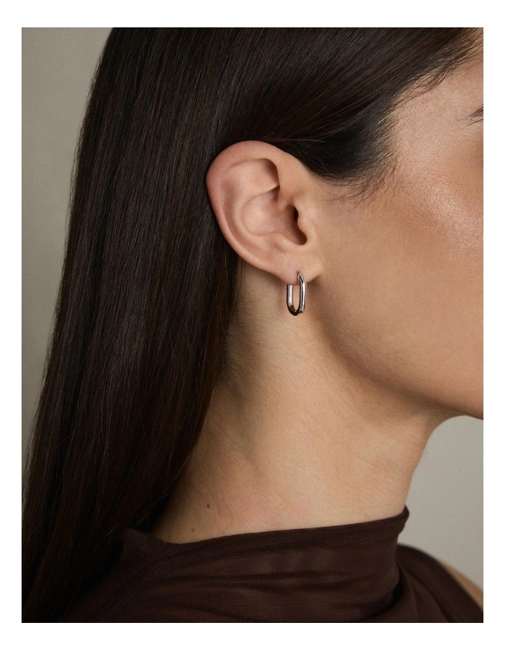 Linked Up Huggie Earrings in Cobalt image 4