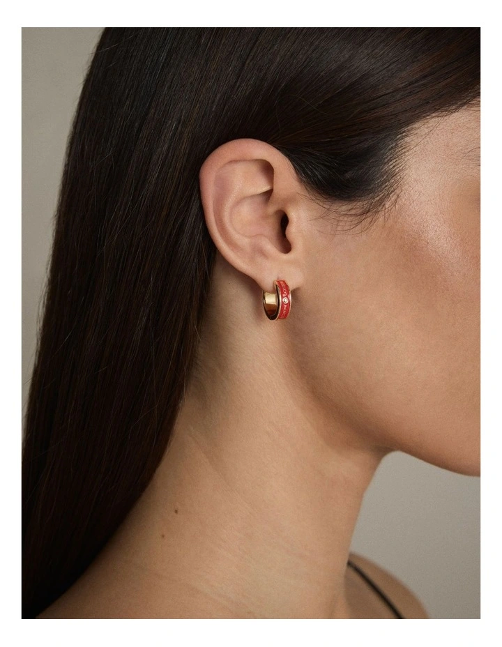 Enamour Huggie Earrings in Chilli Red image 4