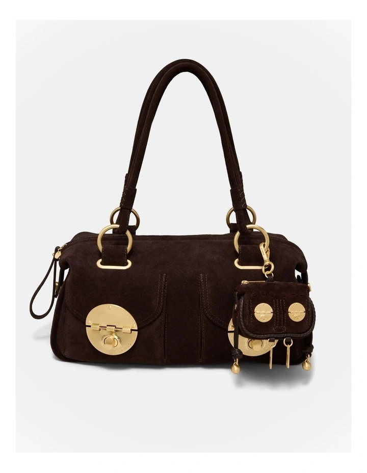 Turnlock Mini Bag Charm in Chocolate image 2