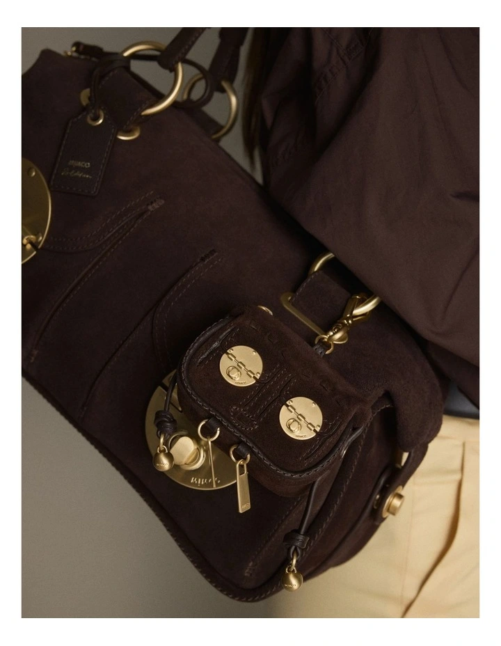 Turnlock Mini Bag Charm in Chocolate image 4