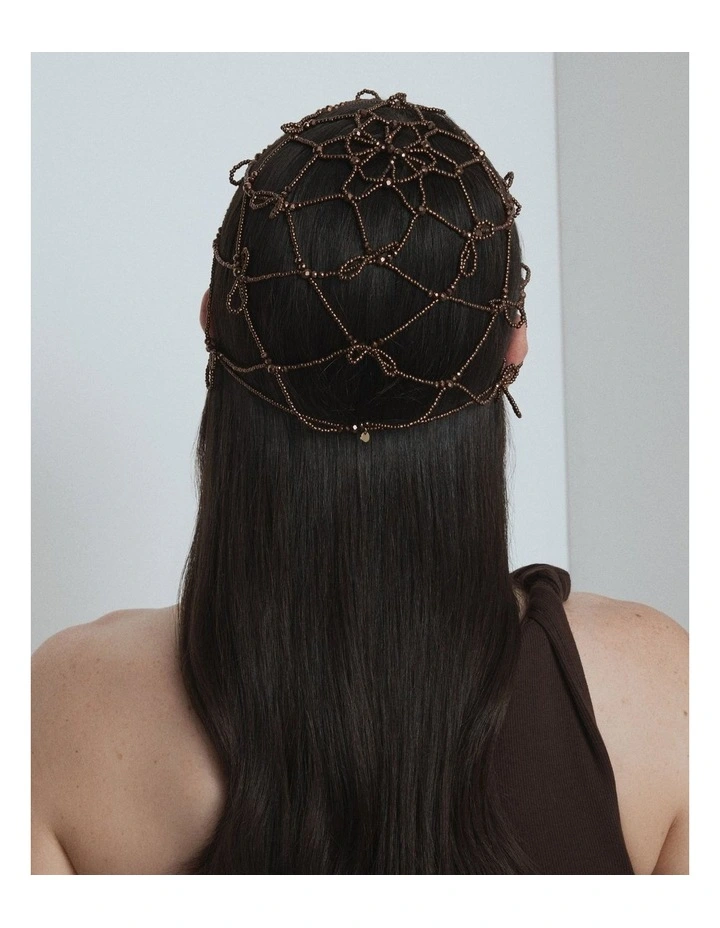 Azealia Bead Hat Hair  in Chocolate image 3