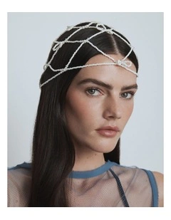 Azealia Bead Hat Hair  in Off White