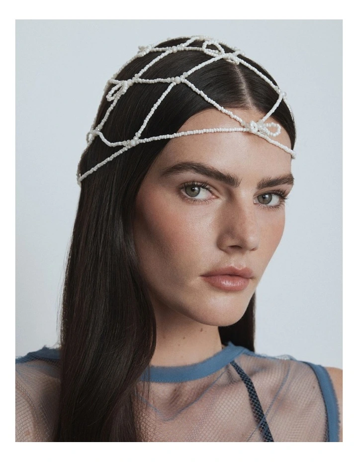 Azealia Bead Hat Hair in Off White image 2
