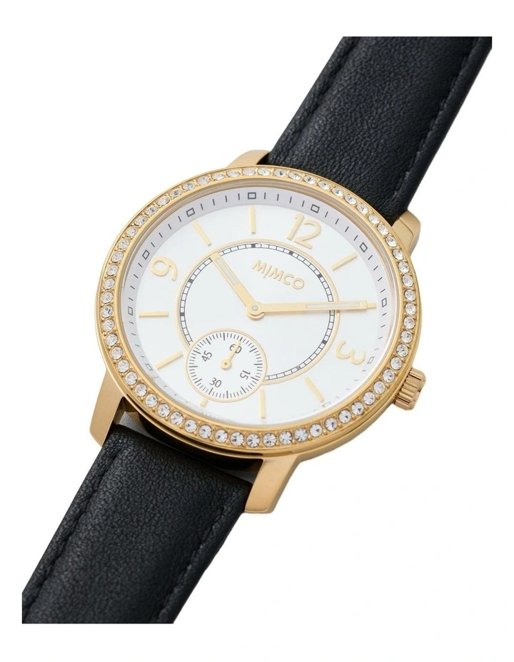 Momentum Leather Watch Watch in Black image 2