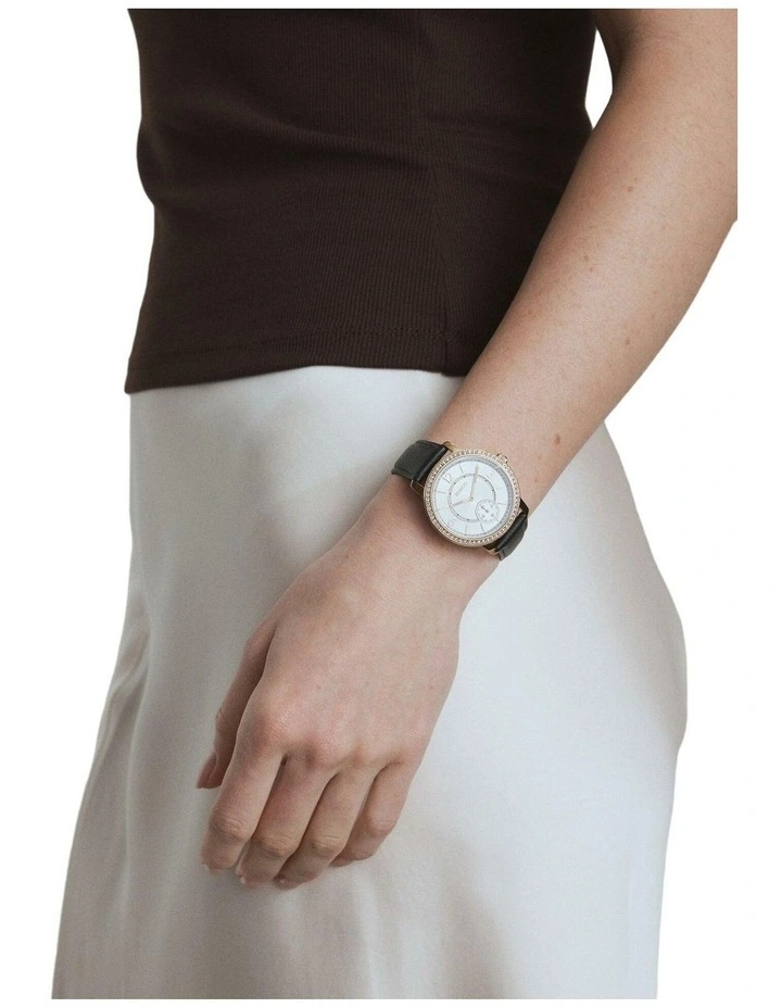 Momentum Leather Watch Watch in Black image 3
